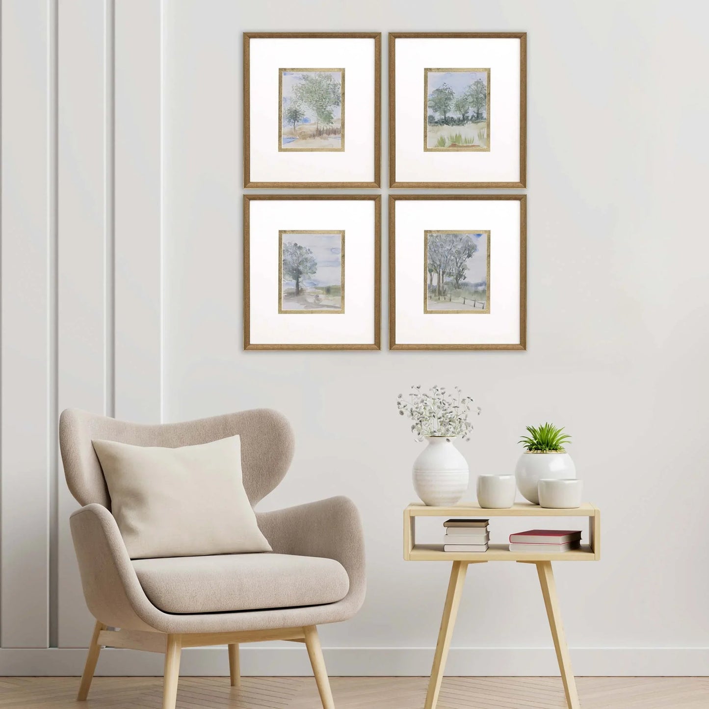 Along the Way Wood Blue Framed Wall Art 4PC