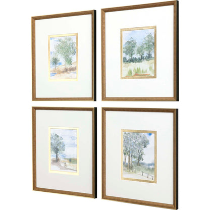 Along the Way Wood Blue Framed Wall Art 4PC