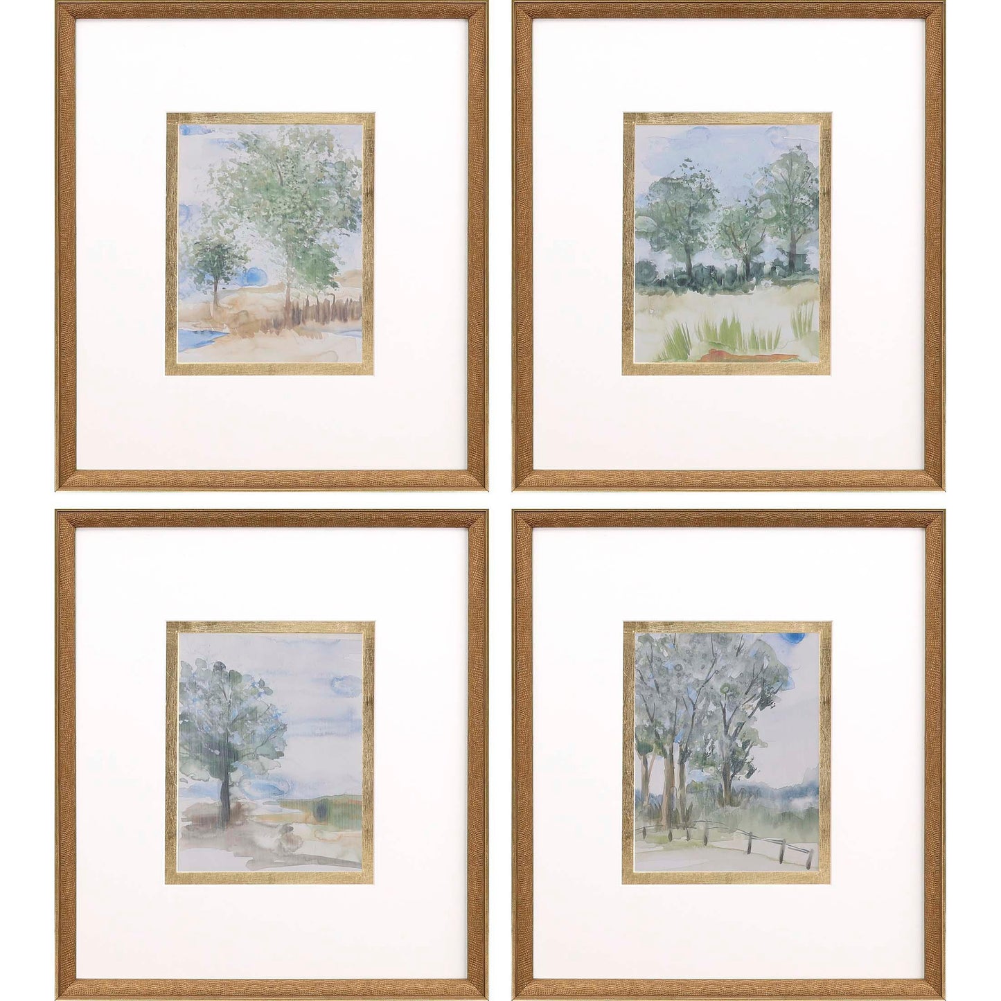 Along the Way Wood Blue Framed Wall Art 4PC