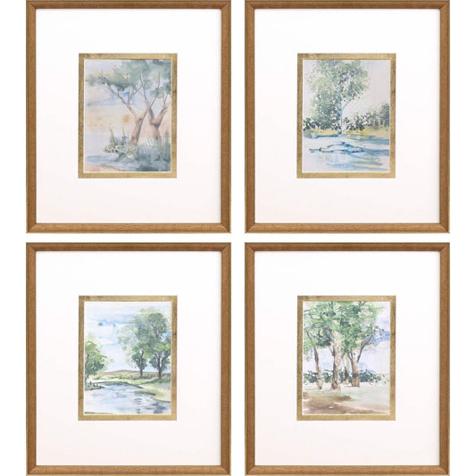 Along the Way Wood Blue Framed Wall Art 4PC