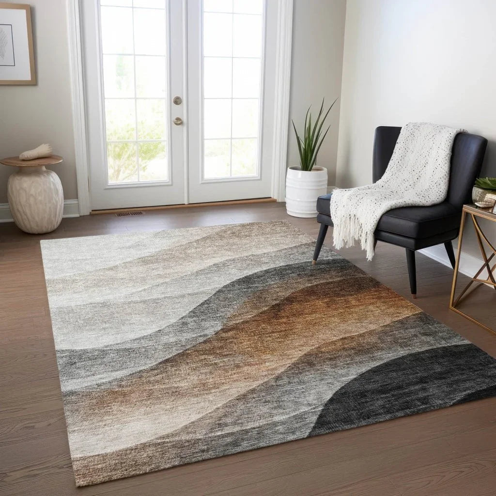 Alora Brown Washable Indoor - Outdoor Rug - LOOMLAN - LOOMLAN Rugs - Outdoor Rugs
