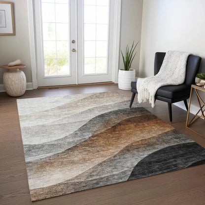 Alora Brown Washable Indoor - Outdoor Rug - LOOMLAN - LOOMLAN Rugs - Outdoor Rugs
