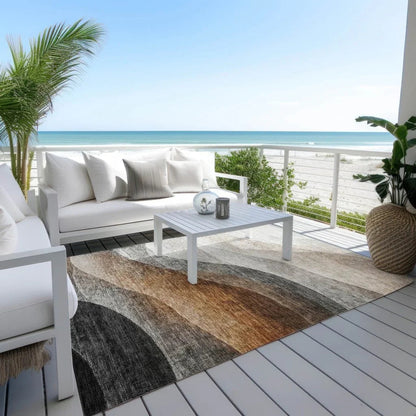 Alora Brown Washable Indoor - Outdoor Rug - LOOMLAN - LOOMLAN Rugs - Outdoor Rugs