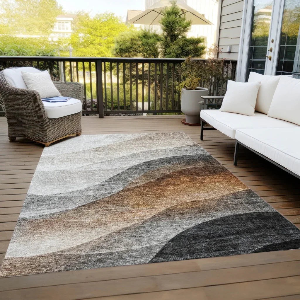Alora Brown Washable Indoor - Outdoor Rug - LOOMLAN - LOOMLAN Rugs - Outdoor Rugs
