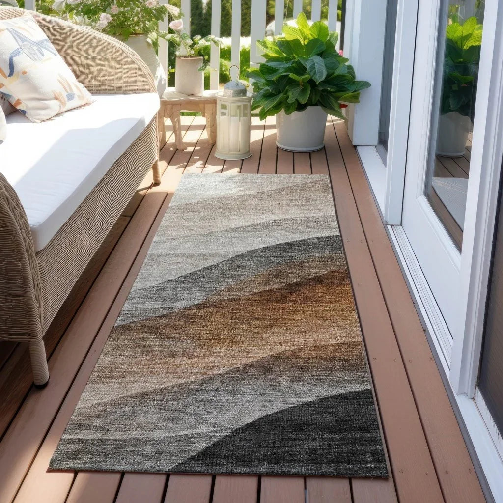 Alora Brown Washable Indoor - Outdoor Rug - LOOMLAN - LOOMLAN Rugs - Outdoor Rugs