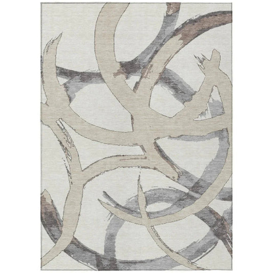 Aloura Ivory Washable Indoor-Outdoor Rug-Outdoor Rugs-LOOMLAN Rugs-2'6" x 3'10"-LOOMLAN