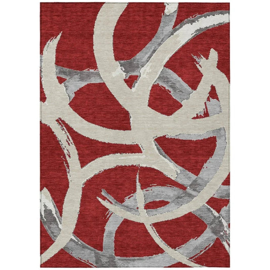 Aloura Red Washable Indoor-Outdoor Rug-Outdoor Rugs-LOOMLAN Rugs-2'6" x 3'10"-LOOMLAN