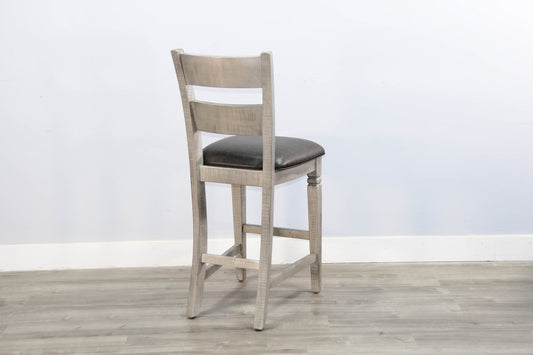 Alpine Leather Ladderback Barstool 2PC