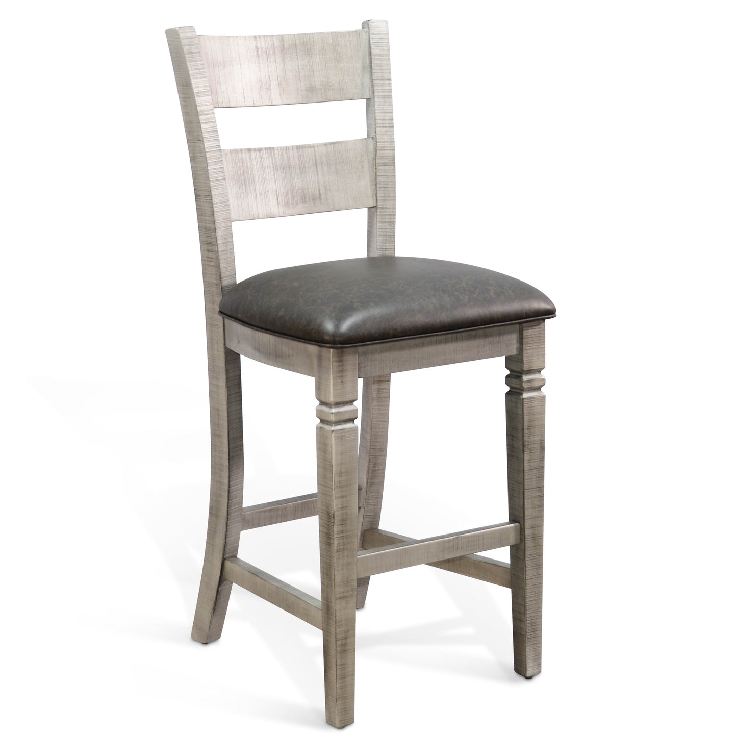 Alpine Leather Ladderback Barstool 2PC