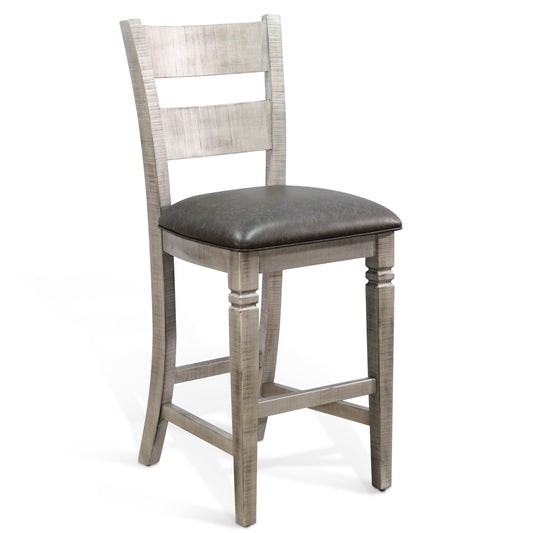 Alpine Leather Ladderback Barstool 2PC