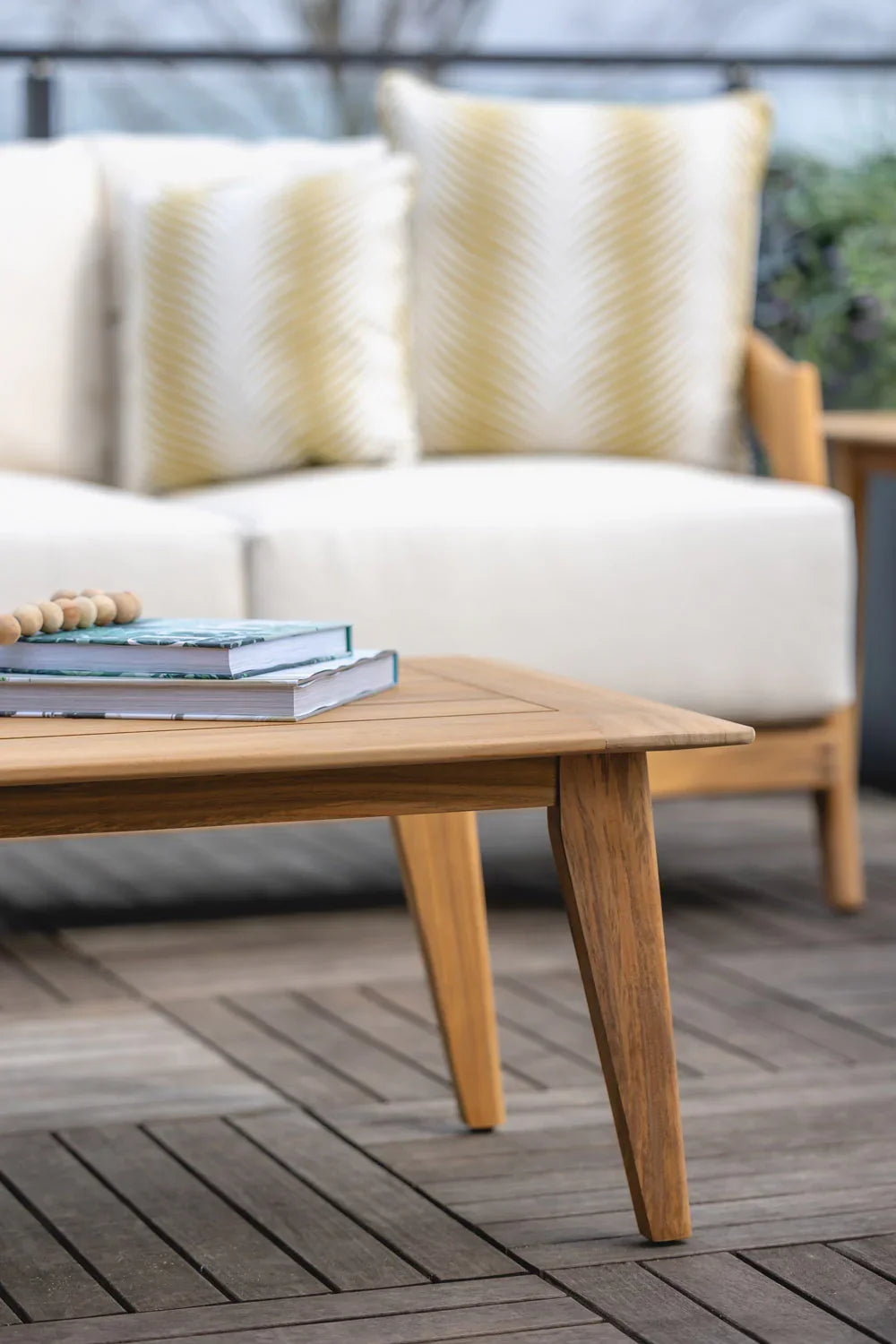 Alpine Teak Wooden Outdoor Cocktail Table-Outdoor Coffee Tables-Lloyd Flanders-LOOMLAN