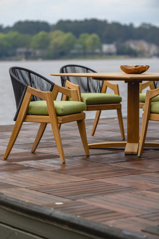 Alpine Teak Wooden Outdoor Dining Armchair-Outdoor Dining Chairs-Lloyd Flanders-LOOMLAN