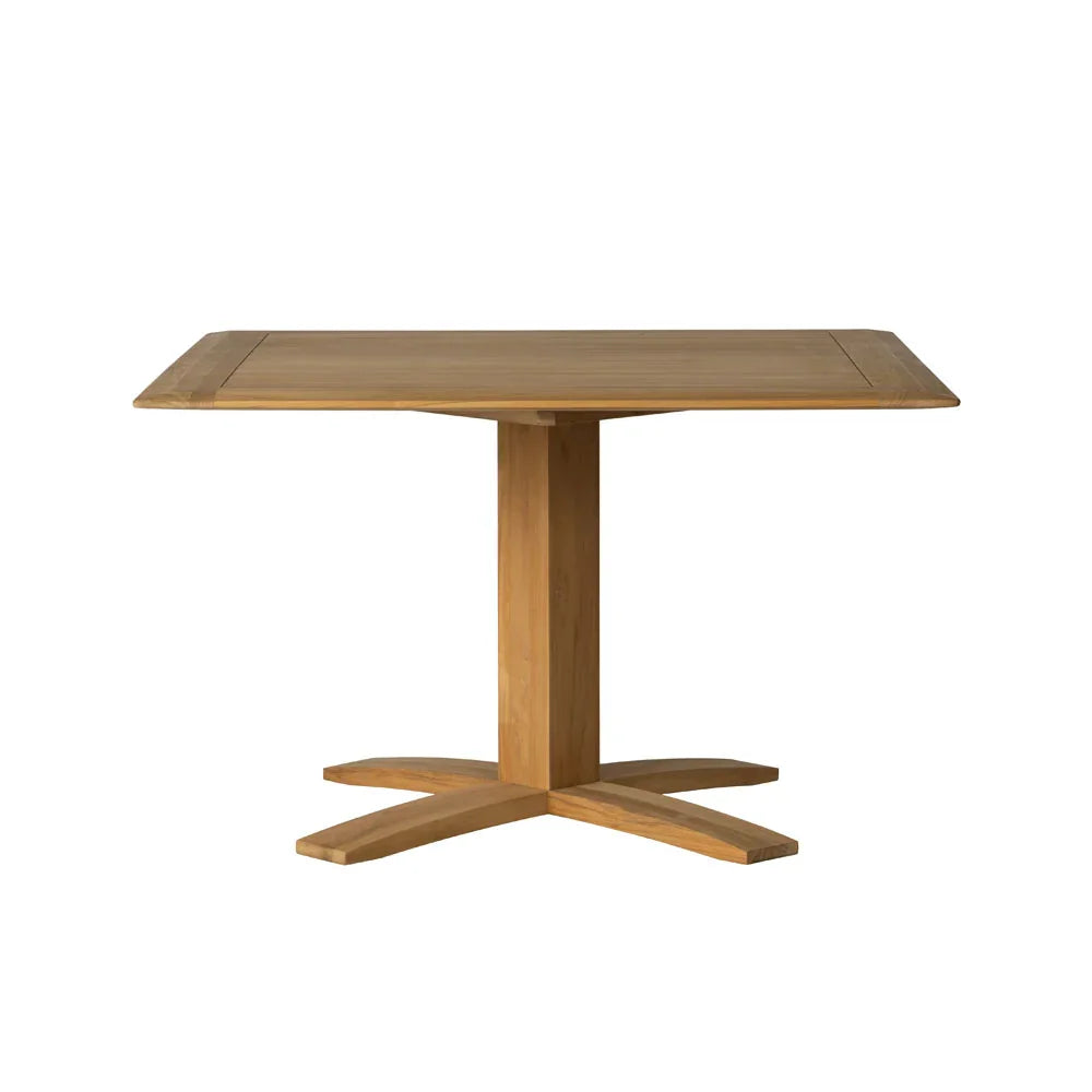Alpine Teak Wooden Pedestal Outdoor Dining Table-Outdoor Dining Tables-Lloyd Flanders-LOOMLAN