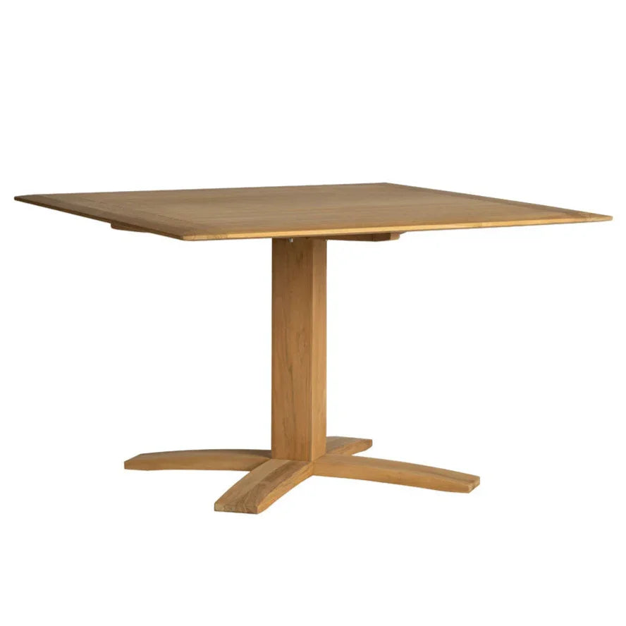 Alpine Teak Wooden Pedestal Outdoor Dining Table-Outdoor Dining Tables-Lloyd Flanders-LOOMLAN