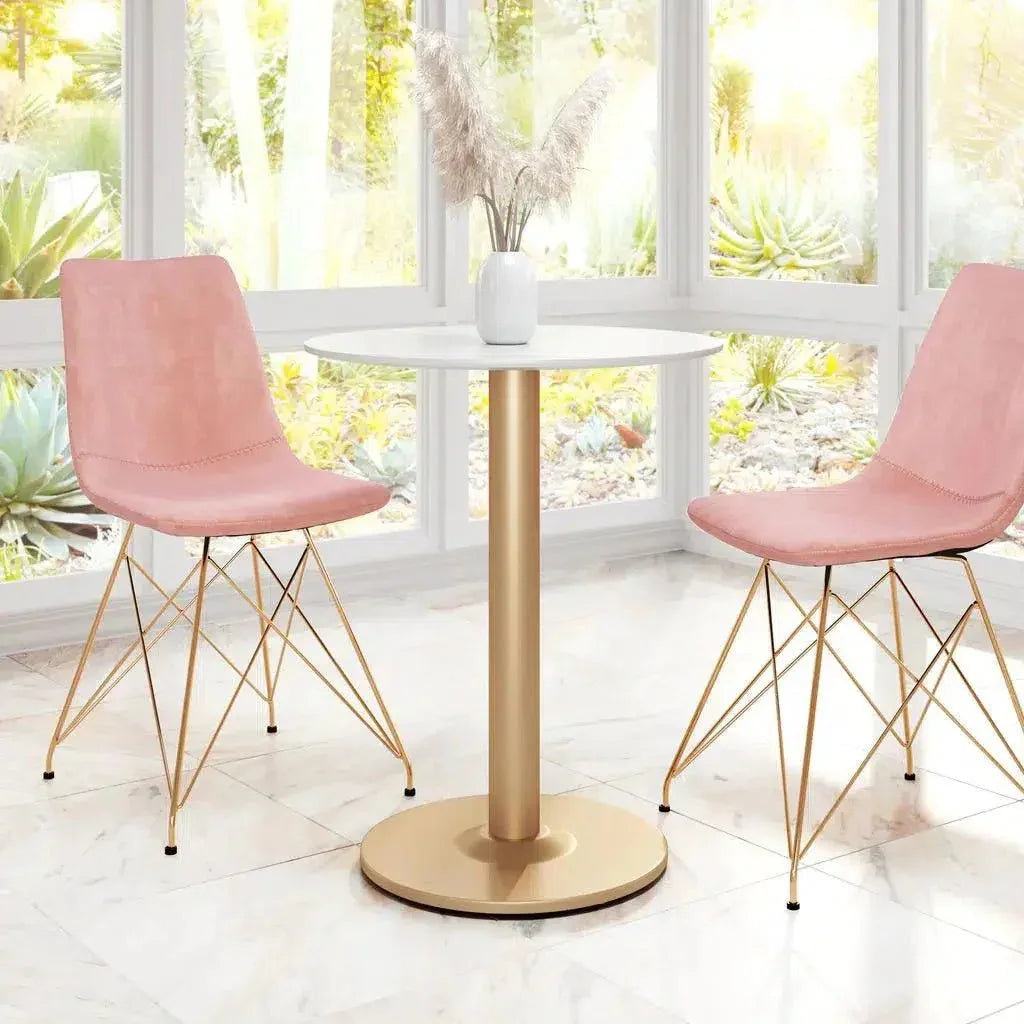 Alto Bistro Table White & Gold-Dining Tables-Zuo Modern-LOOMLAN