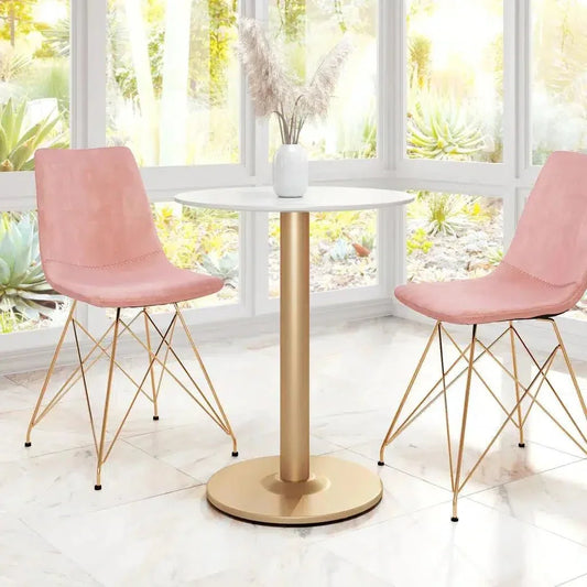 Alto Bistro Table White & Gold-Dining Tables-Zuo Modern-LOOMLAN