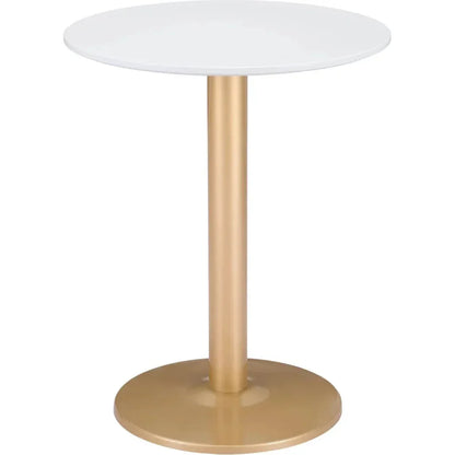 Alto Bistro Table White & Gold-Dining Tables-Zuo Modern-LOOMLAN