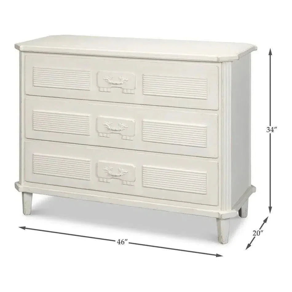 Altus Commode Antique White Three Drawers Chest - LOOMLAN - Sarreid - Chests