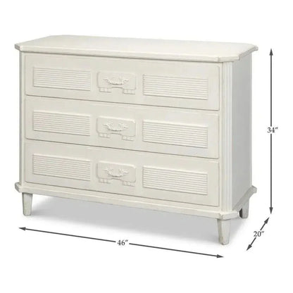 Altus Commode Antique White Three Drawers Chest - LOOMLAN - Sarreid - Chests