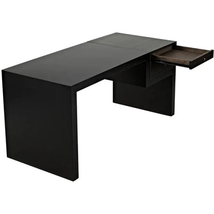 Alvaro Desk, Black Steel with Ebony Walnut-Home Office Desks-Noir-LOOMLAN