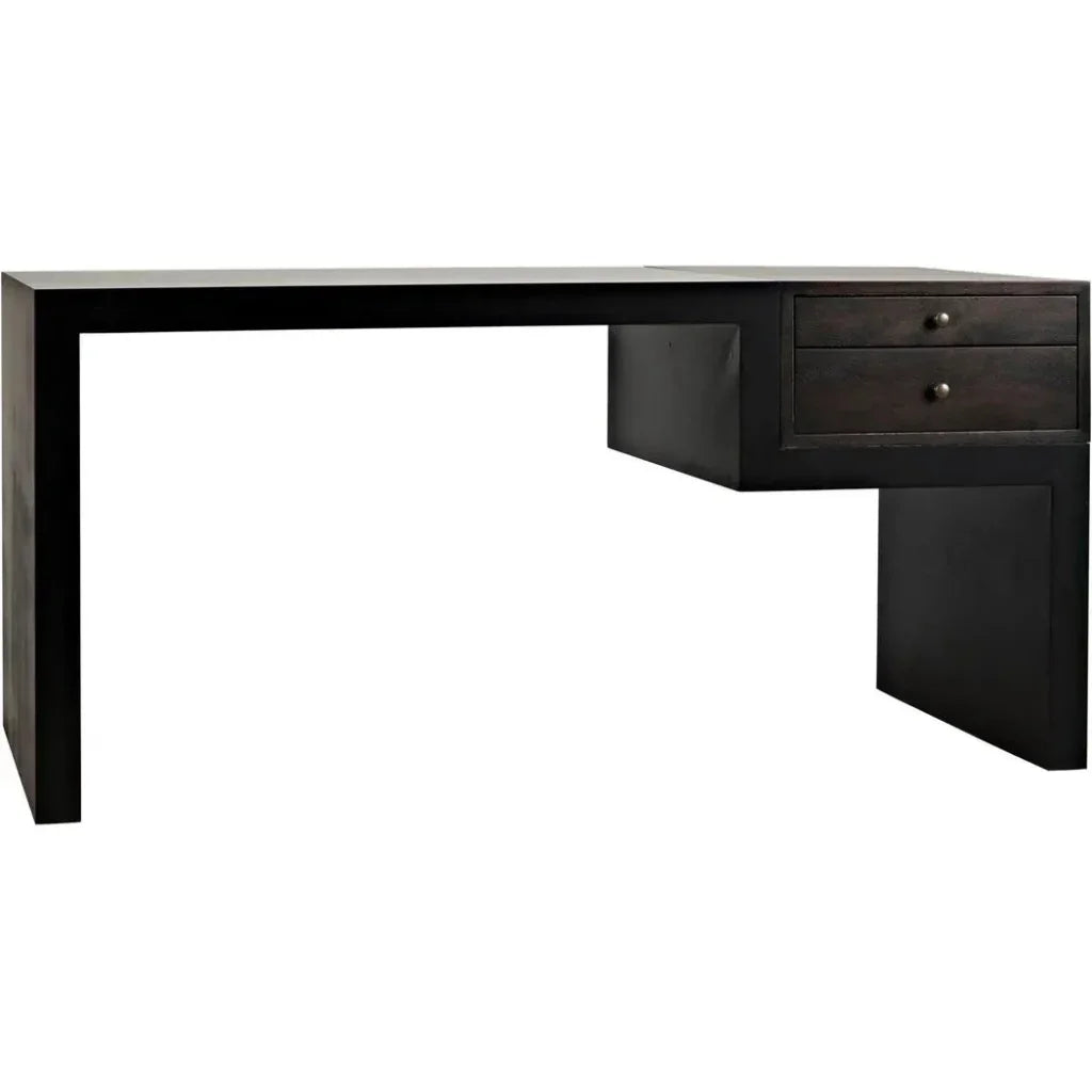 Alvaro Desk, Black Steel with Ebony Walnut-Home Office Desks-Noir-LOOMLAN