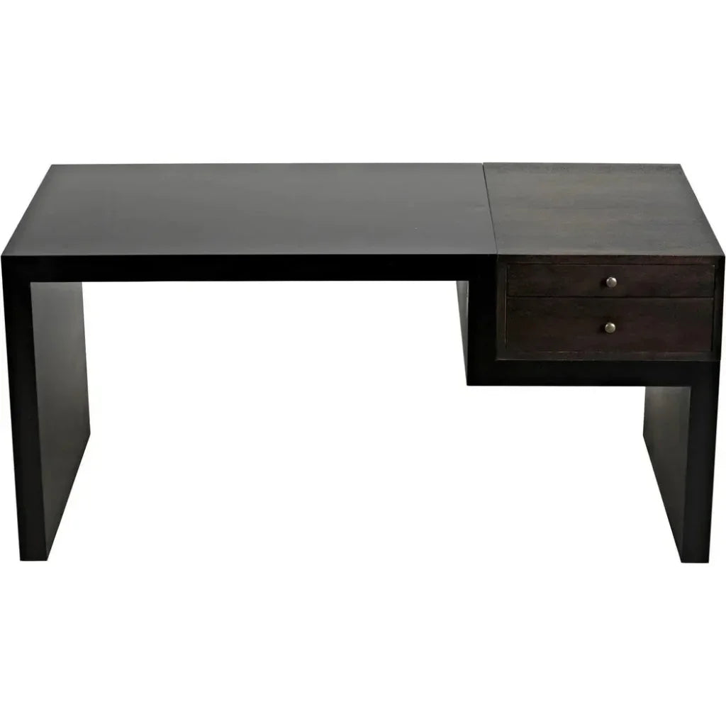 Alvaro Desk, Black Steel with Ebony Walnut-Home Office Desks-Noir-LOOMLAN