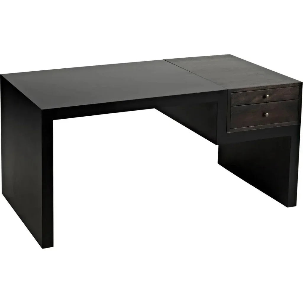 Alvaro Desk, Black Steel with Ebony Walnut-Home Office Desks-Noir-LOOMLAN