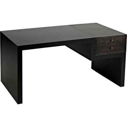 Alvaro Desk, Black Steel with Ebony Walnut-Home Office Desks-Noir-LOOMLAN