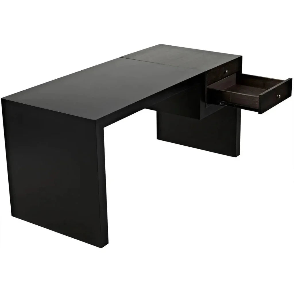 Alvaro Desk, Black Steel with Ebony Walnut-Home Office Desks-Noir-LOOMLAN