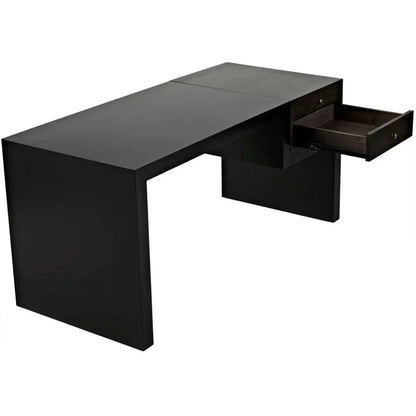 Alvaro Desk, Black Steel with Ebony Walnut-Home Office Desks-Noir-LOOMLAN