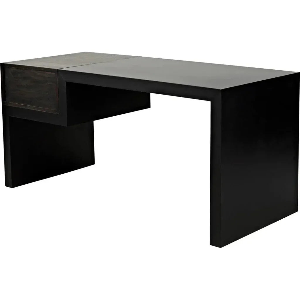Alvaro Desk, Black Steel with Ebony Walnut-Home Office Desks-Noir-LOOMLAN