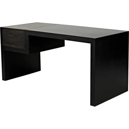 Alvaro Desk, Black Steel with Ebony Walnut-Home Office Desks-Noir-LOOMLAN