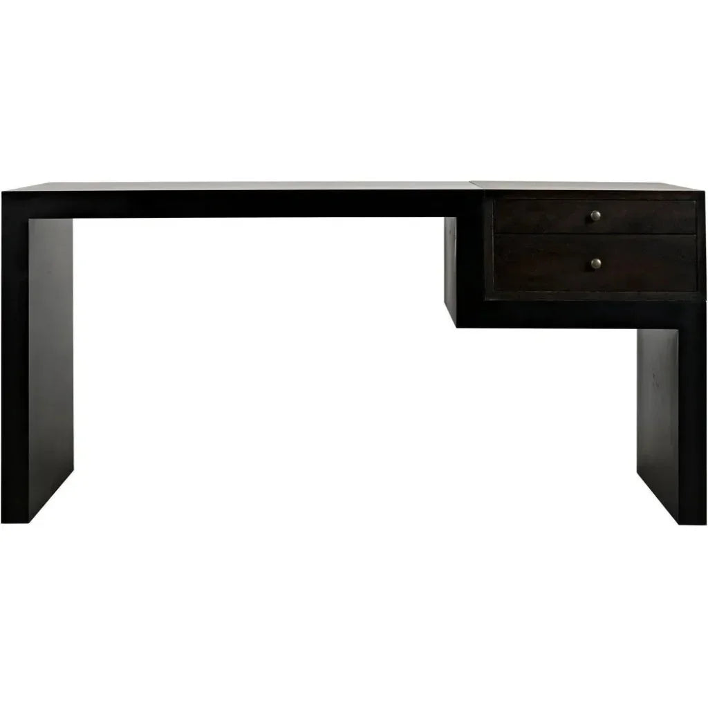Alvaro Desk, Black Steel with Ebony Walnut-Home Office Desks-Noir-LOOMLAN