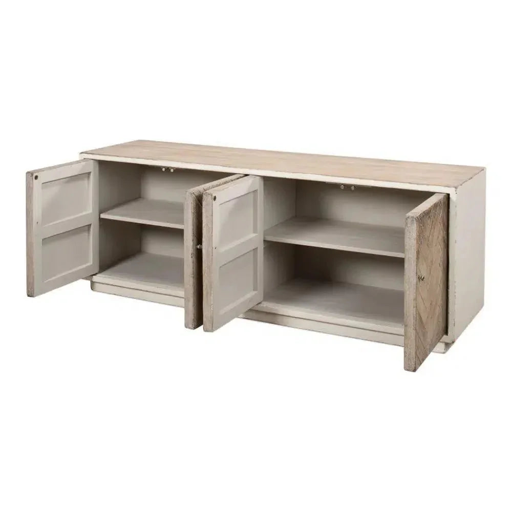 Amalia TV Stand Antique White - LOOMLAN - Sarreid - TV Stands & Media Centers