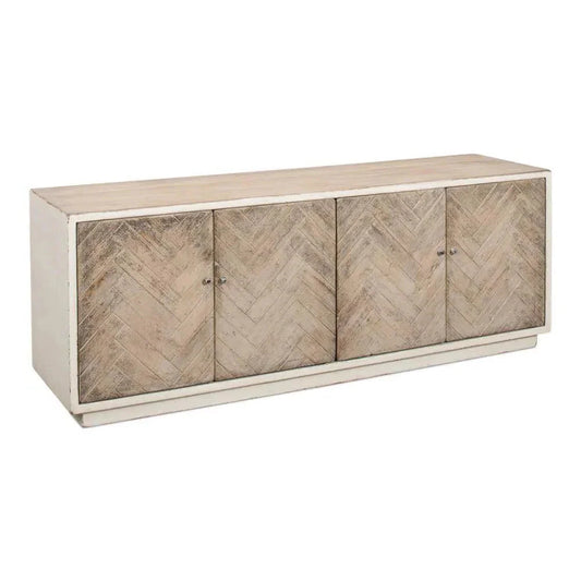 Amalia TV Stand Antique White - LOOMLAN - Sarreid - TV Stands & Media Centers