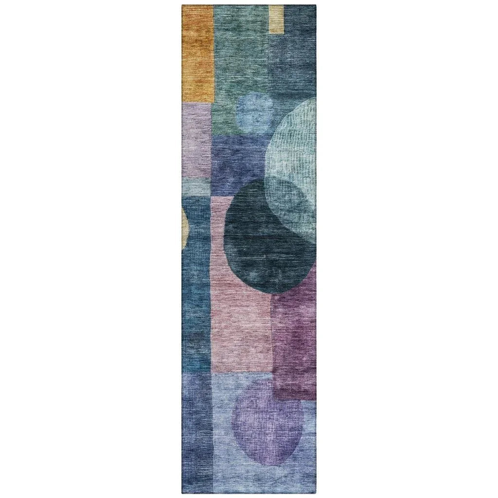 Amara Blue Washable Indoor-Outdoor Rug-Outdoor Rugs-LOOMLAN Rugs-2'3" x 7'6"-LOOMLAN