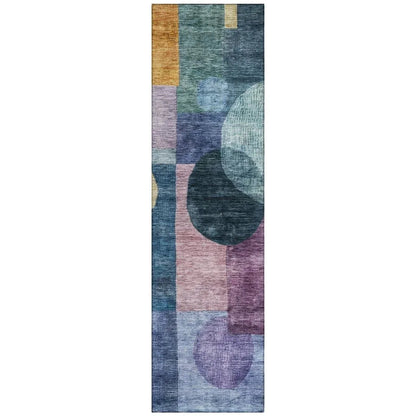 Amara Blue Washable Indoor-Outdoor Rug-Outdoor Rugs-LOOMLAN Rugs-2'3" x 7'6"-LOOMLAN