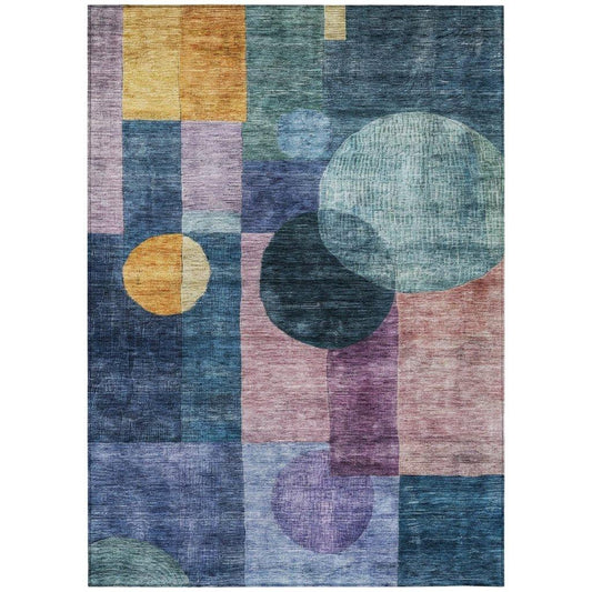 Amara Blue Washable Indoor-Outdoor Rug-Outdoor Rugs-LOOMLAN Rugs-2'6" x 3'10"-LOOMLAN
