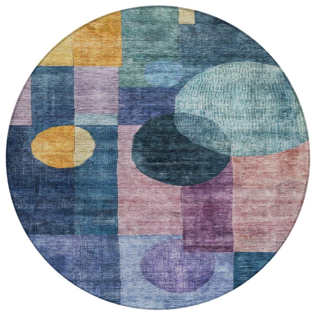 Amara Blue Washable Indoor-Outdoor Rug-Outdoor Rugs-LOOMLAN Rugs-8' x 8'-LOOMLAN