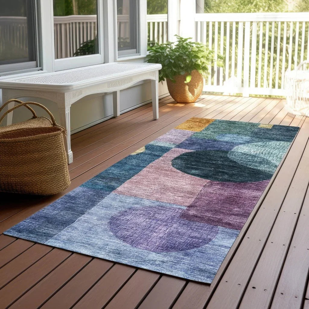 Amara Blue Washable Indoor-Outdoor Rug-Outdoor Rugs-LOOMLAN Rugs-LOOMLAN