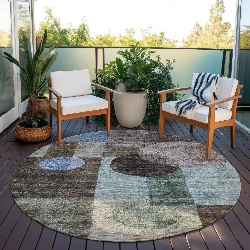 Amara Brown Washable Indoor-Outdoor Rug-Outdoor Rugs-LOOMLAN Rugs-LOOMLAN