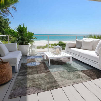 Amara Brown Washable Indoor-Outdoor Rug-Outdoor Rugs-LOOMLAN Rugs-LOOMLAN