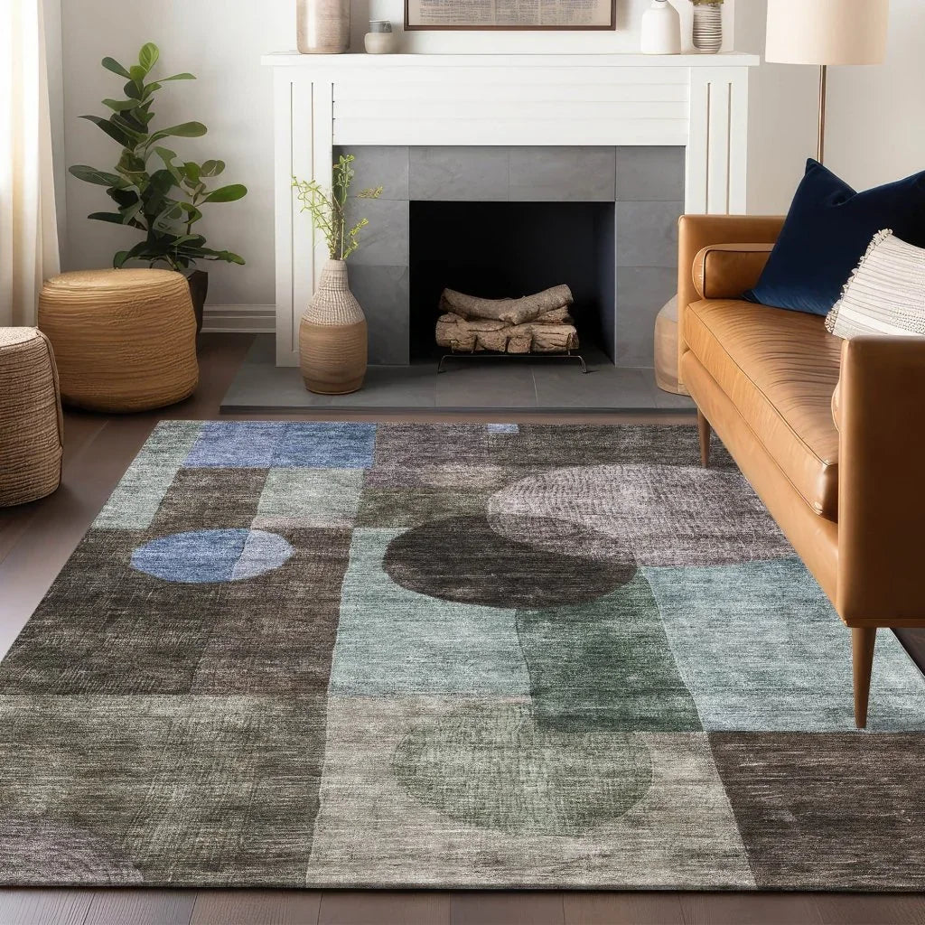 Amara Brown Washable Indoor-Outdoor Rug-Outdoor Rugs-LOOMLAN Rugs-LOOMLAN