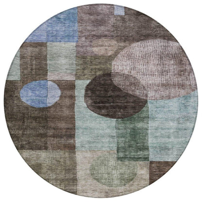 Amara Brown Washable Indoor-Outdoor Rug-Outdoor Rugs-LOOMLAN Rugs-8' x 8'-LOOMLAN