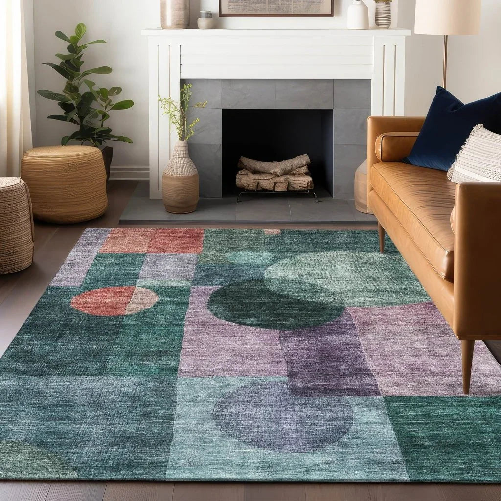 Amara Green Washable Indoor-Outdoor Rug-Outdoor Rugs-LOOMLAN Rugs-LOOMLAN
