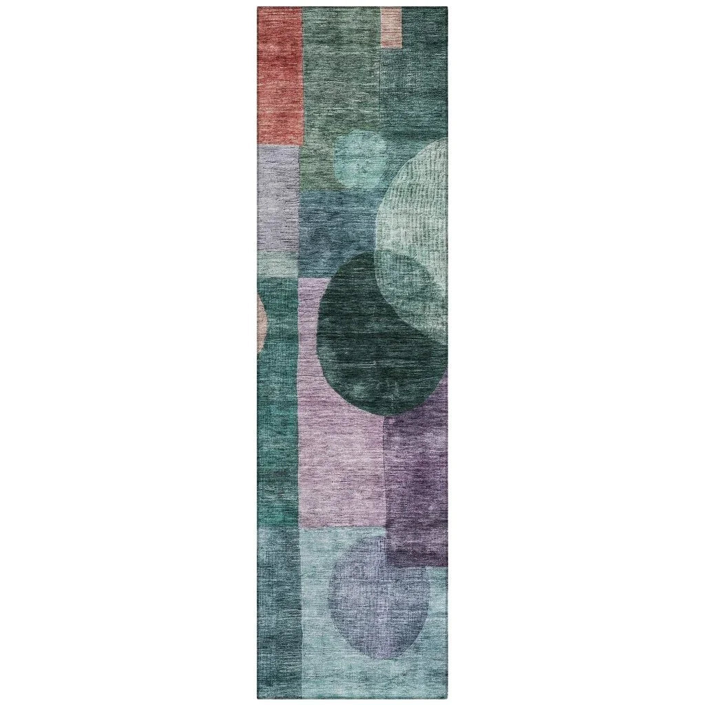 Amara Green Washable Indoor-Outdoor Rug-Outdoor Rugs-LOOMLAN Rugs-2'3" x 7'6"-LOOMLAN
