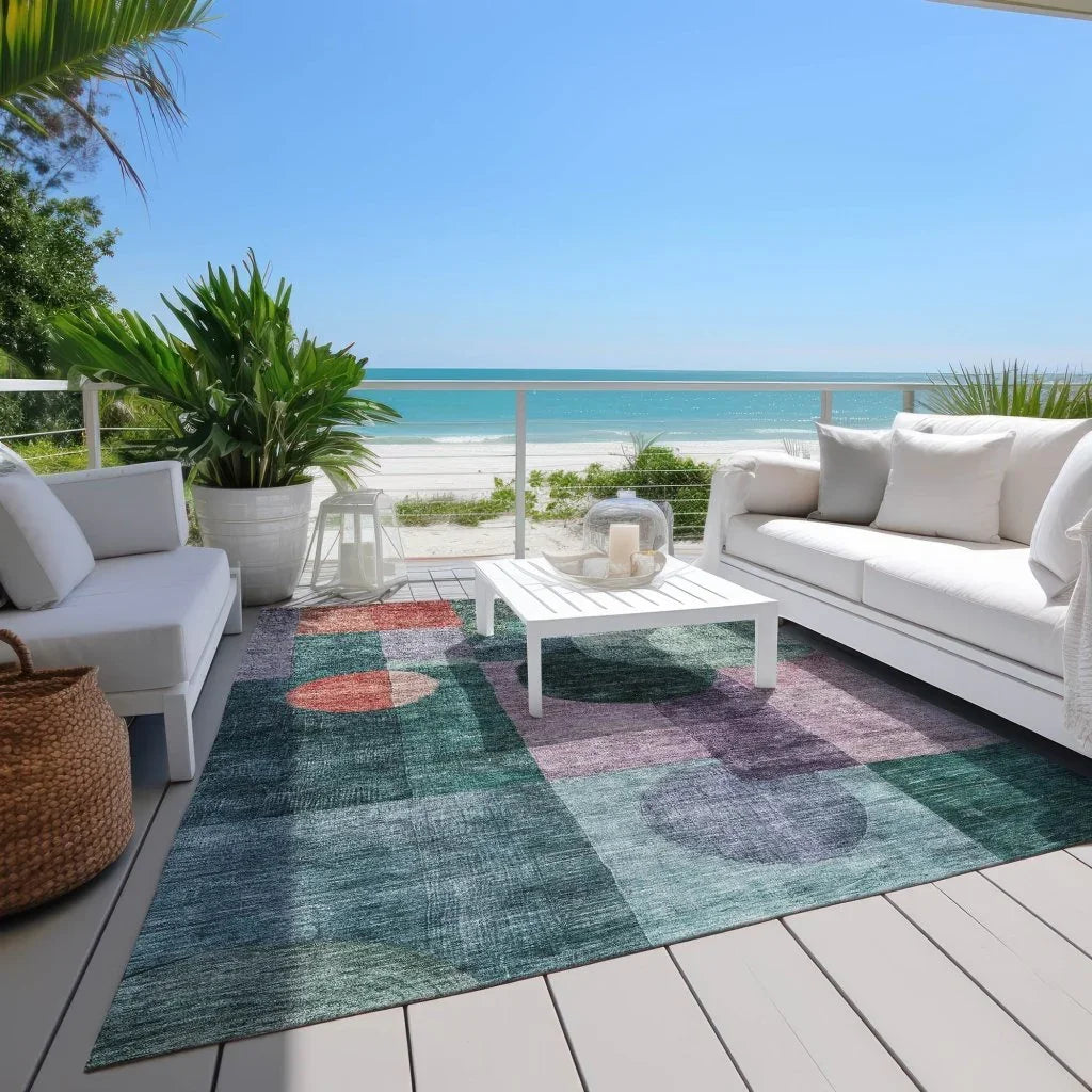 Amara Green Washable Indoor-Outdoor Rug-Outdoor Rugs-LOOMLAN Rugs-LOOMLAN