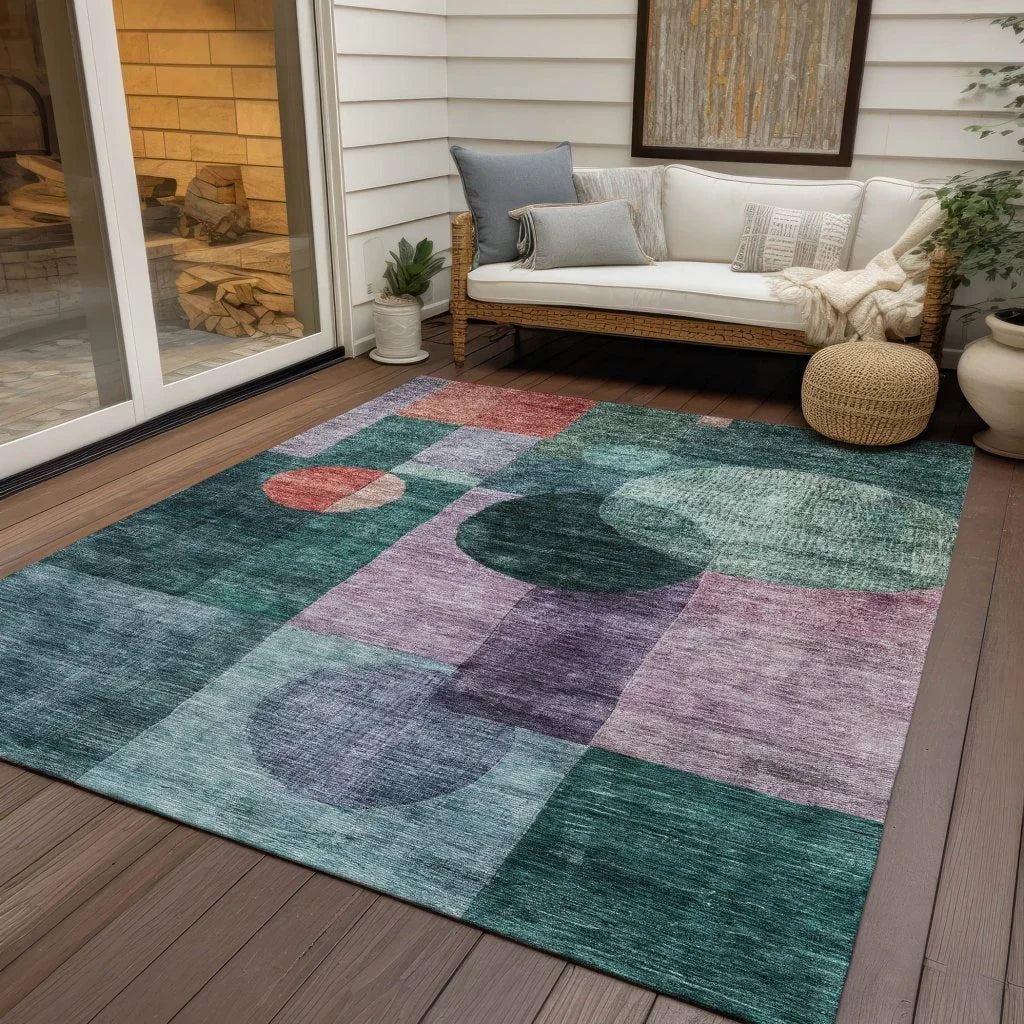 Amara Green Washable Indoor-Outdoor Rug-Outdoor Rugs-LOOMLAN Rugs-LOOMLAN