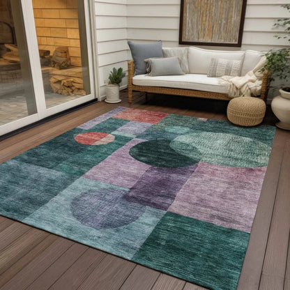 Amara Green Washable Indoor-Outdoor Rug-Outdoor Rugs-LOOMLAN Rugs-LOOMLAN