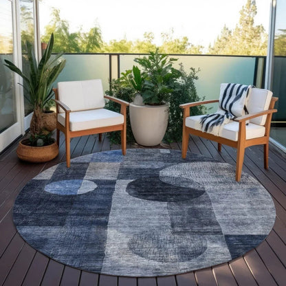 Amara Navy Washable Indoor-Outdoor Rug-Outdoor Rugs-LOOMLAN Rugs-LOOMLAN